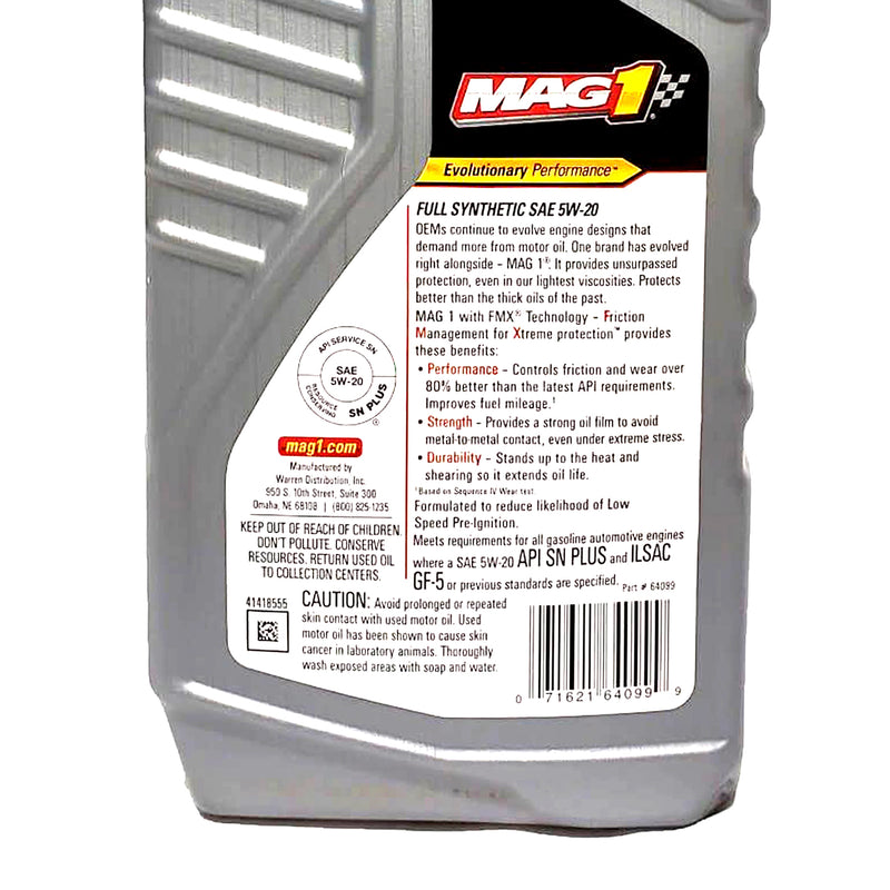 MAG1 5W20 API SN PLUS GF-5 Full Synthetic Oil 1Qt. Silver