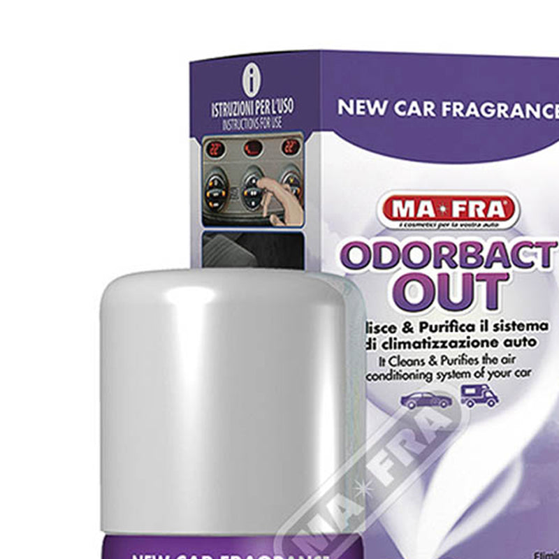 Ma-Fra Odorbact Out Car Aircon Sanitizer in Color Box New Car Scent 150ml